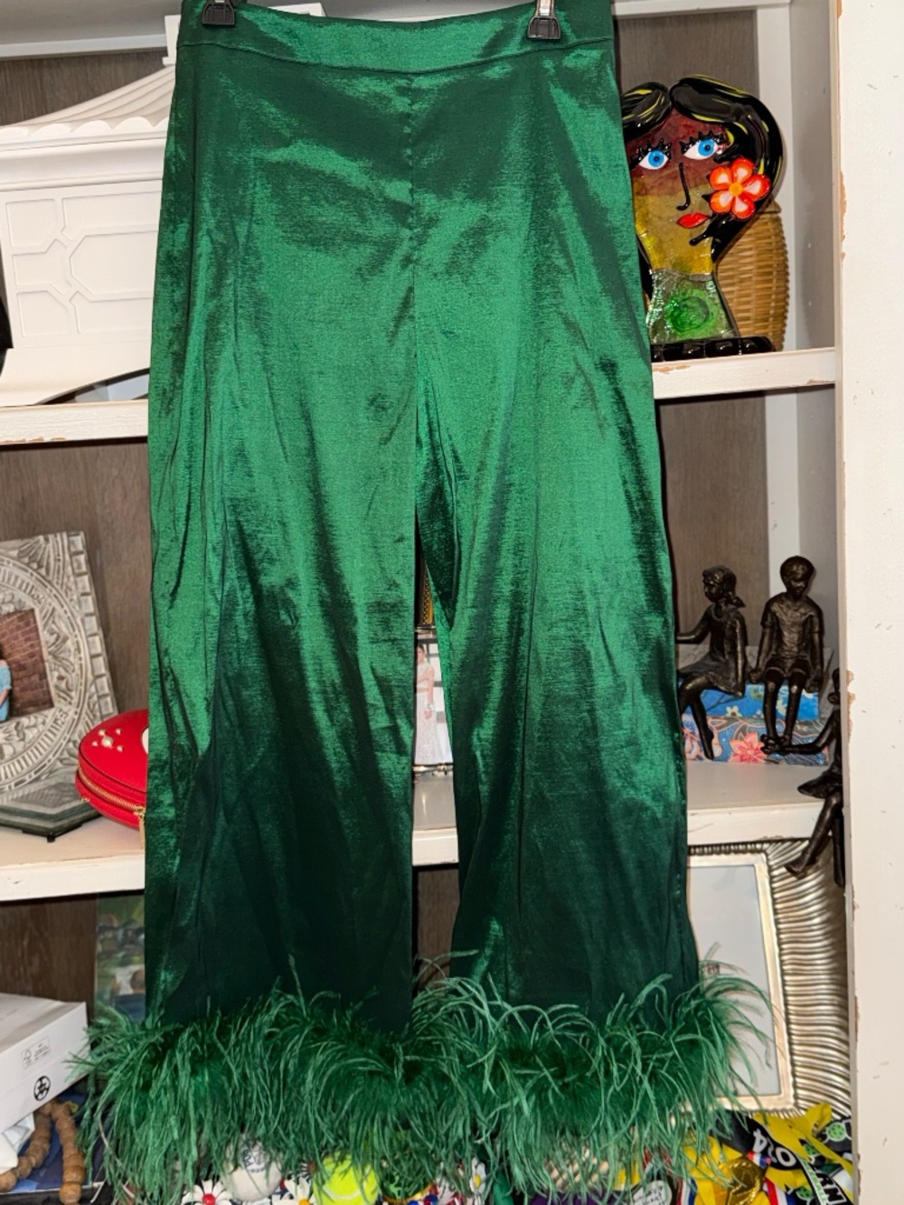 Preston & York sz 10 green Trudie feather stretch taffeta pants - Picture 4 of 7